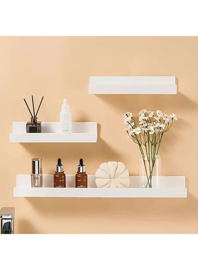 3pcs Self Adhesive No Drill Floating Wall Shelves Heavy Duty Damage Free Mounting - Image 1